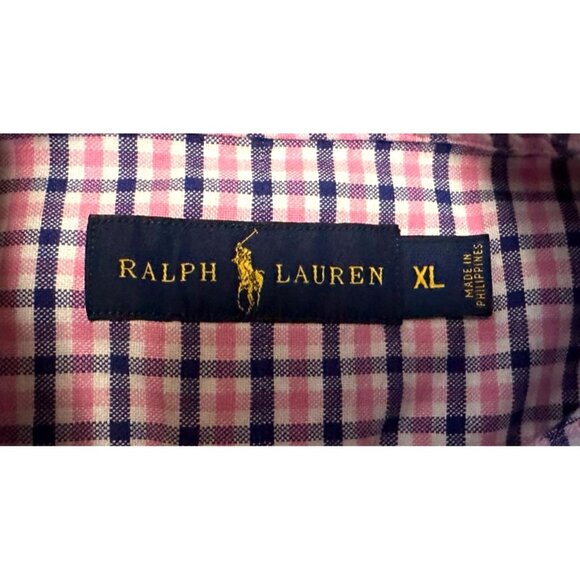 Men's Ralph Lauren Brand Button-Down Shirt 100% Cotton Pink Plaid Size XL - Picture 6 of 16